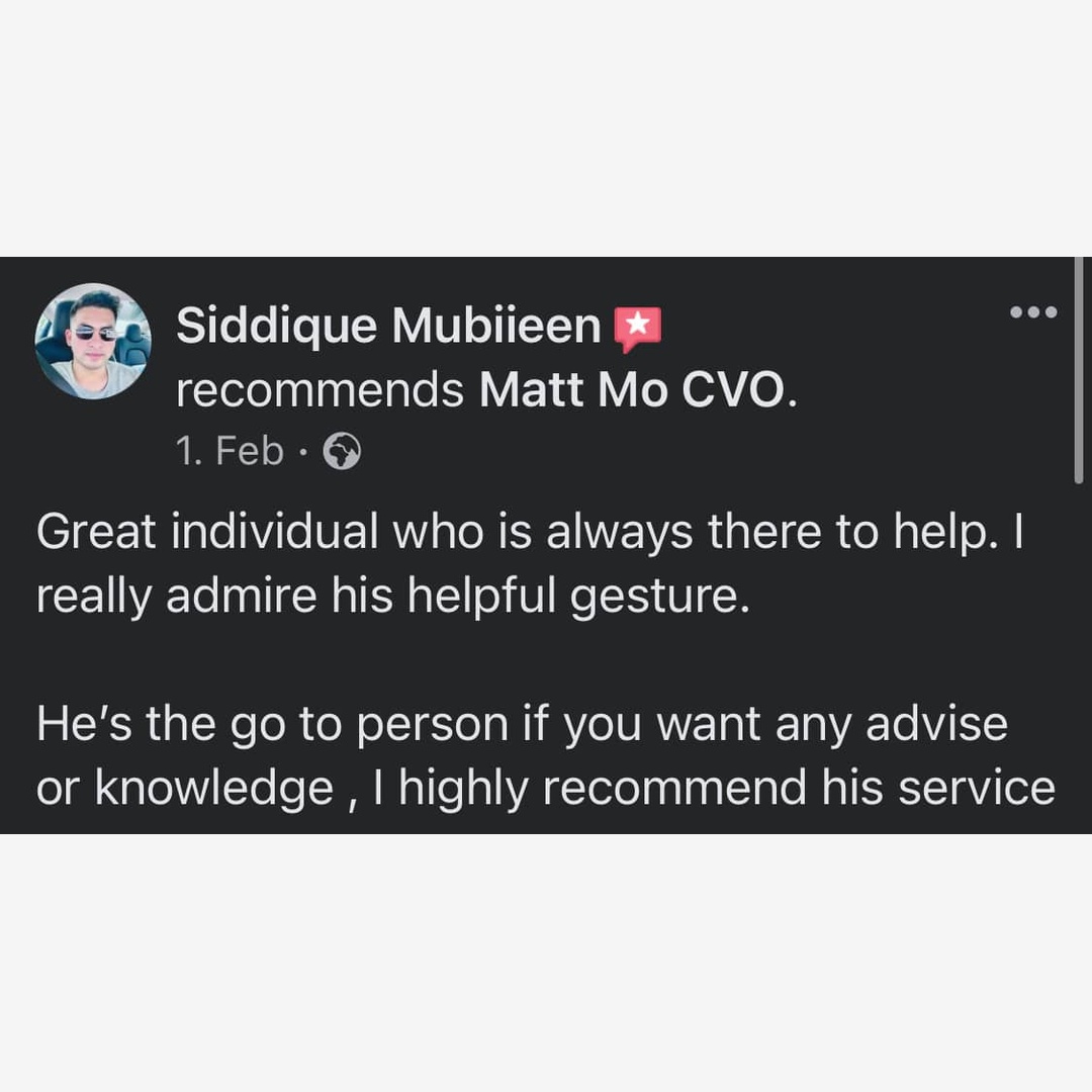 Siddique Mubiieen recommends Matt Mo