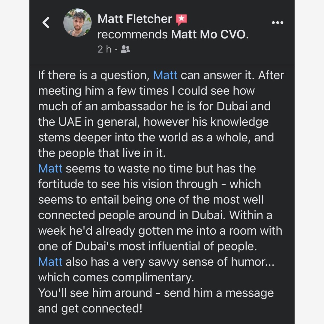 Matt Fletcher recommends Matt Mo